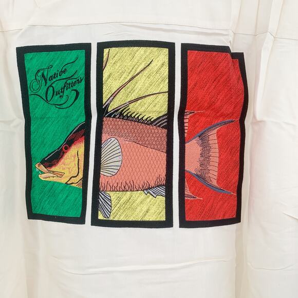NATIVE OUTFITTERS Camp Shirt Size S New $99 Cream Ivory Hogfish Boating Water - Picture 3 of 10